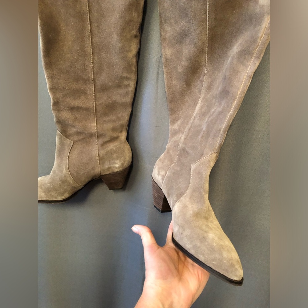 Vince Camuto Genuine Suede Over The Knee Boots,sz 5.5M,2,25”heel,new,beige/taupe - Picture 4 of 9
